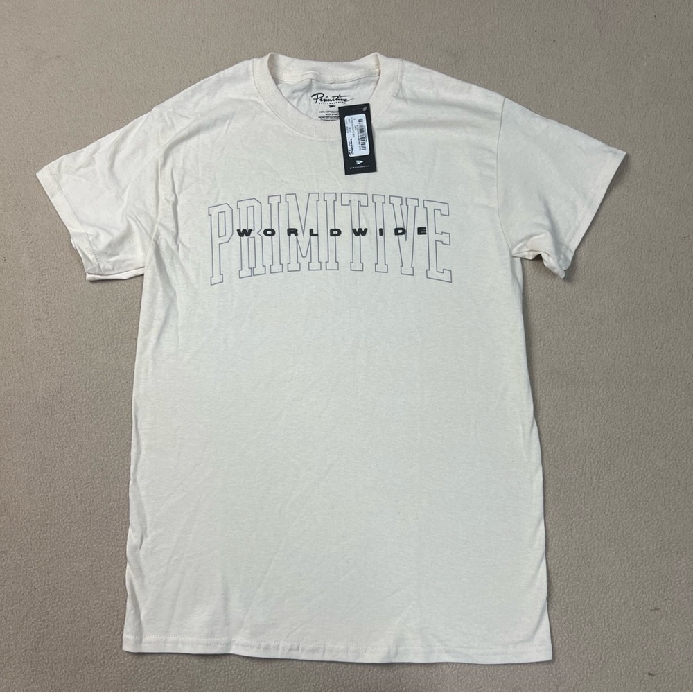 Primitive worldwide tshirt men’s small beige short sleeve skateboarding NWT
